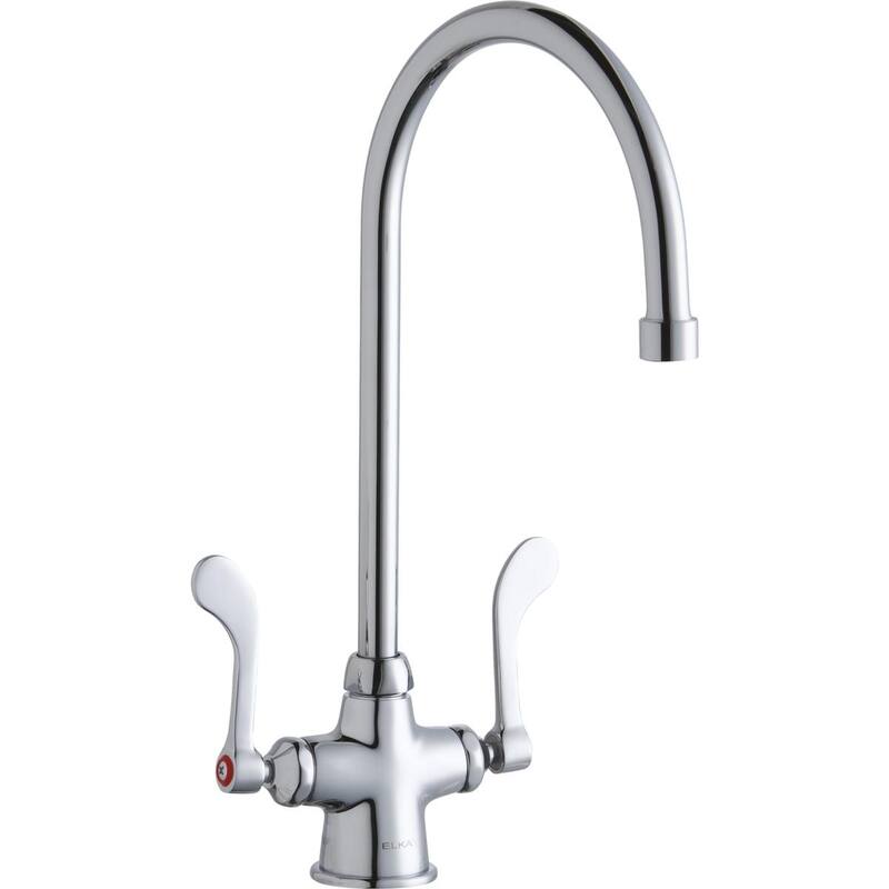Elkay Single Hole with Concealed Deck Faucet with 8" Gooseneck Spout 4" Wristblade Handles Chrome