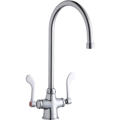 Elkay Single Hole with Concealed Deck Faucet with 8" Gooseneck Spout 4" Wristblade Handles Chrome