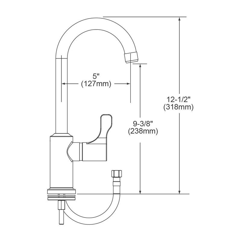 Elkay Single Hole 12-1/2" Deck Mount Faucet with Gooseneck Spout Lever Handle on Left Side Chrome