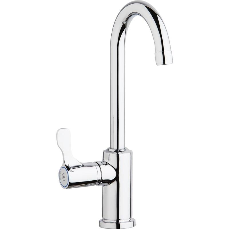 Elkay Single Hole 12-1/2" Deck Mount Faucet with Gooseneck Spout Lever Handle on Left Side Chrome