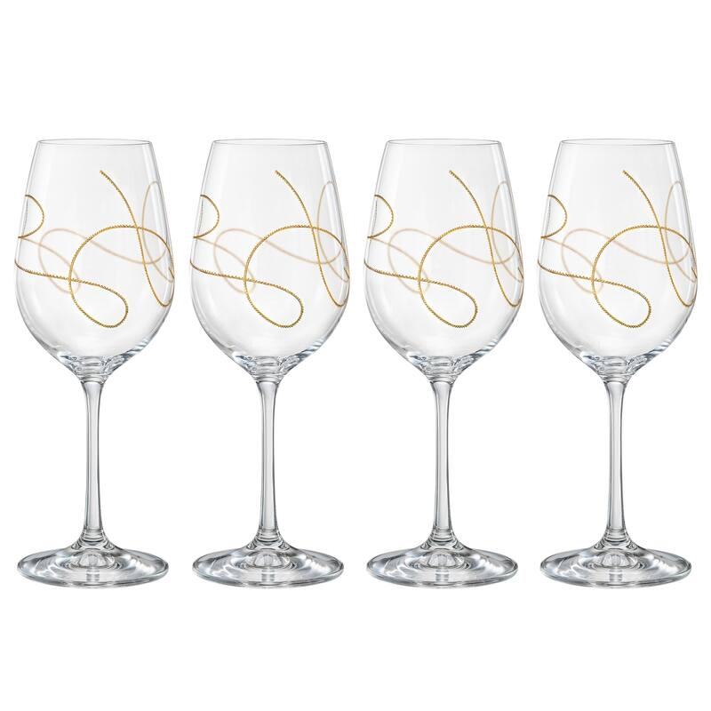 Majestic Gifts Inc. European Wine Glasses-Gold String Design S/4-16oz