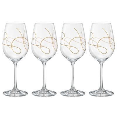 Majestic Gifts Inc. European Wine Glasses-Gold String Design S/4-16oz