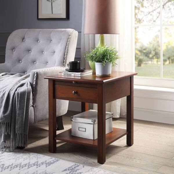 Shop Sutton Side Table Extra Large With Usb Charging Station In Espresso 20 L X 20 W X 23 H On Sale Overstock 30350420