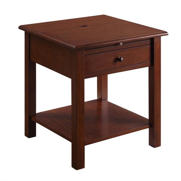 Shop Sutton Side Table Extra Large With Usb Charging Station In Espresso 20 L X 20 W X 23 H On Sale Overstock 30350420