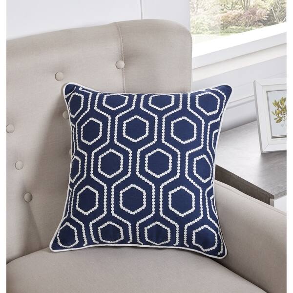 Better Homes & Gardens Blue Hexagon Decorative Throw Pillow, 18 x 18
