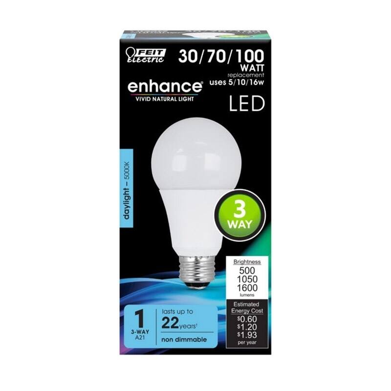 FEIT Electric Enhance 16 watts A21 Three Way Bulb LED Bulb 1600 lumens Daylight
