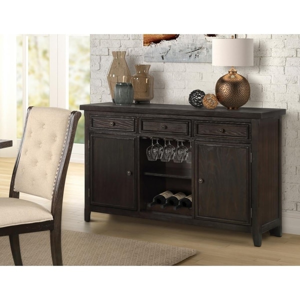 Dining server with online wine rack