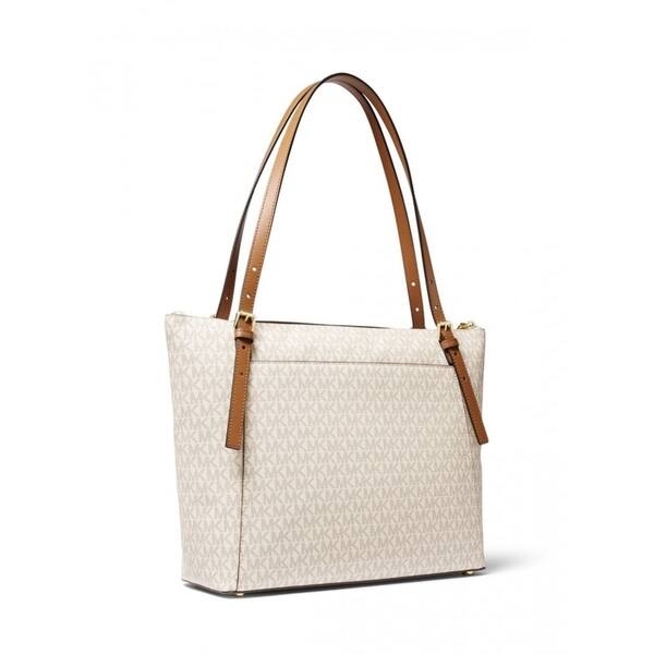 Shop Michael Michael Kors Voyager Large East West Top Leather Zip Tote Vanilla Acorn Gold Overstock 30351814