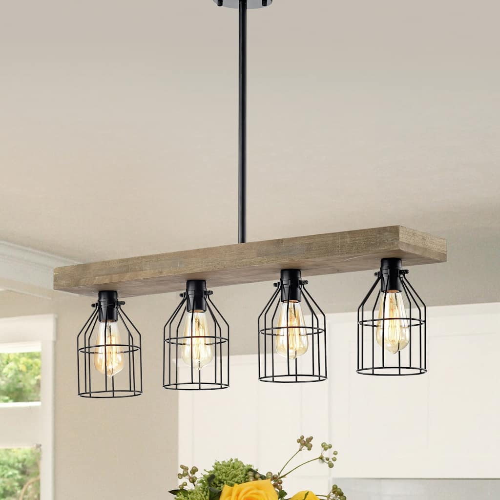 Warehouse of Tiffany Juniper Road 4-light Wood and Metal Cage Chandelier
