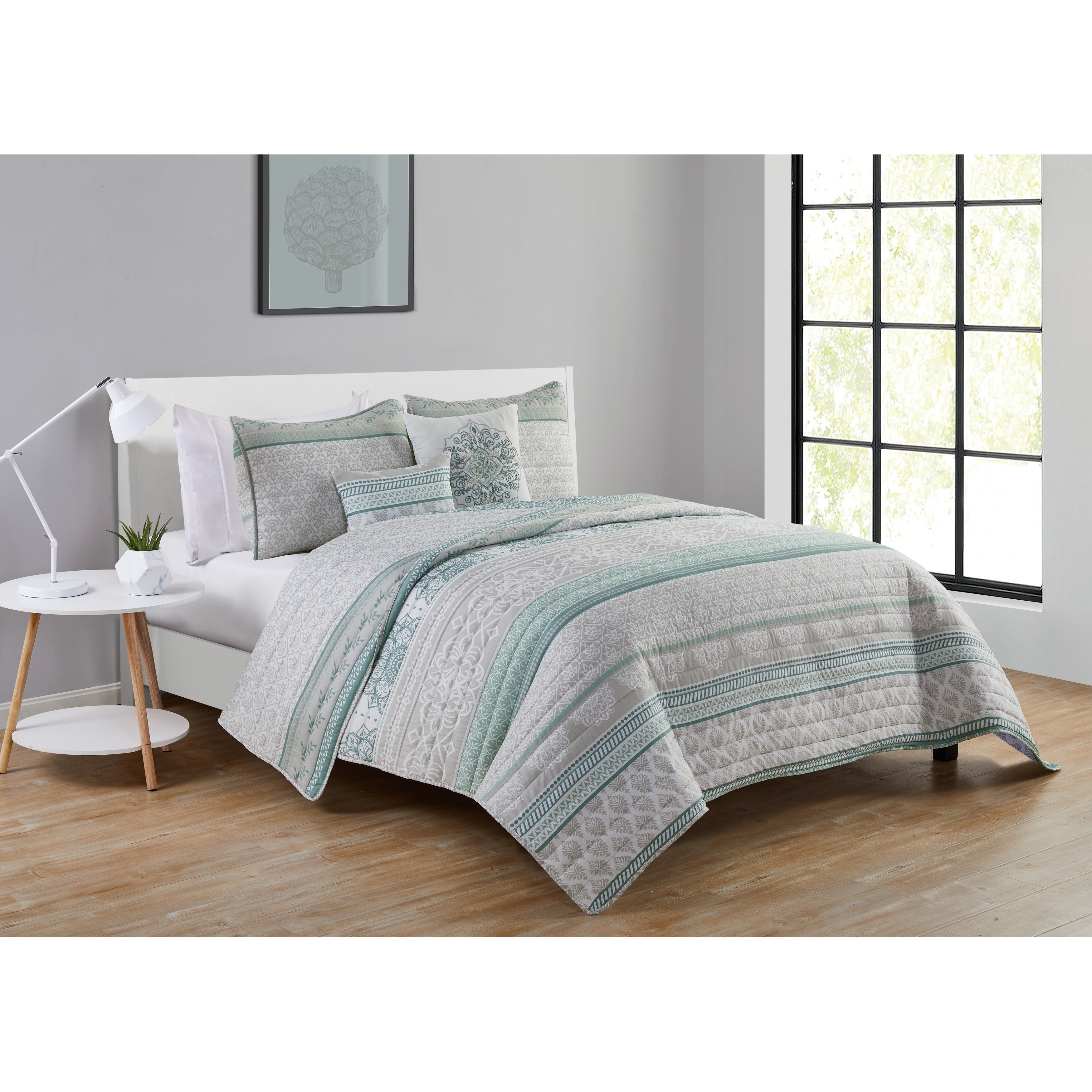 Shop Vcny Home Mateo Sage Green Medallion Quilt Set On Sale