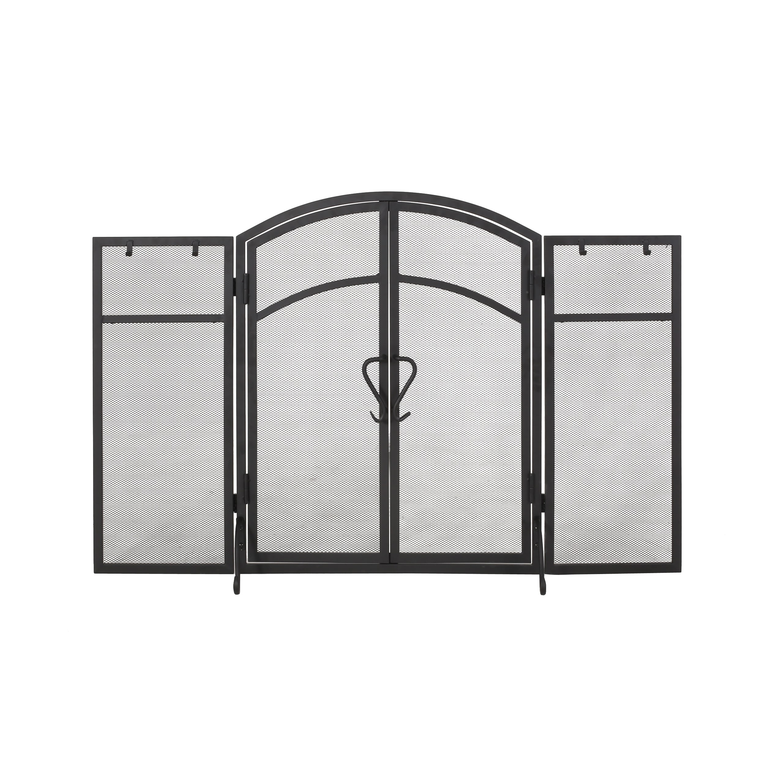 Brightwell Modern Iron Folding Fireplace Screen with Door and Tools by Christopher  Knight Home On Sale Bed Bath  Beyond 30355189