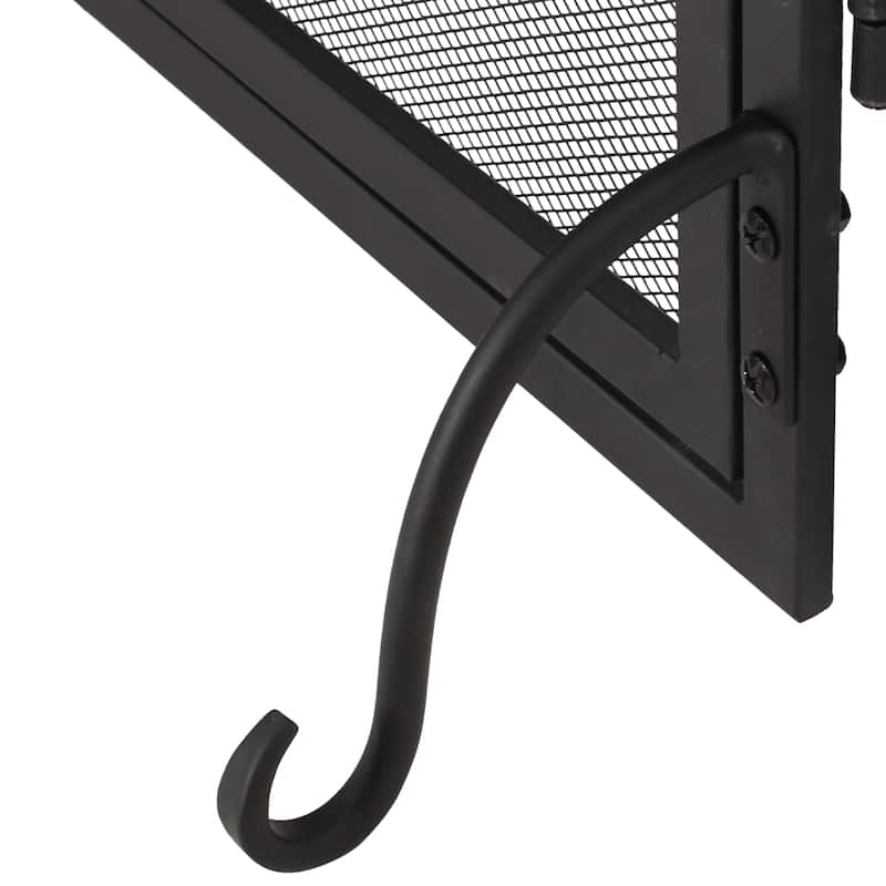 Brightwell Modern Iron Folding Fireplace Screen with Door and Tools by Christopher Knight Home