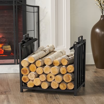 Cosada Iron and Canvas Fireplace Log Holder by Christopher Knight Home - 6.50" H x 27.00" W x 13" D