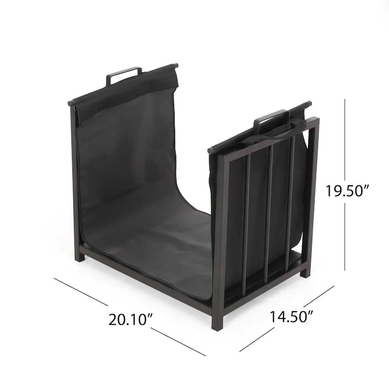 Cosada Iron and Canvas Fireplace Log Holder by Christopher Knight Home - 6.50" H x 27.00" W x 13" D