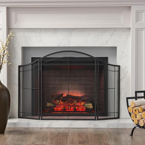 Belton Modern Iron Folding Fireplace Screen by Christopher Knight Home