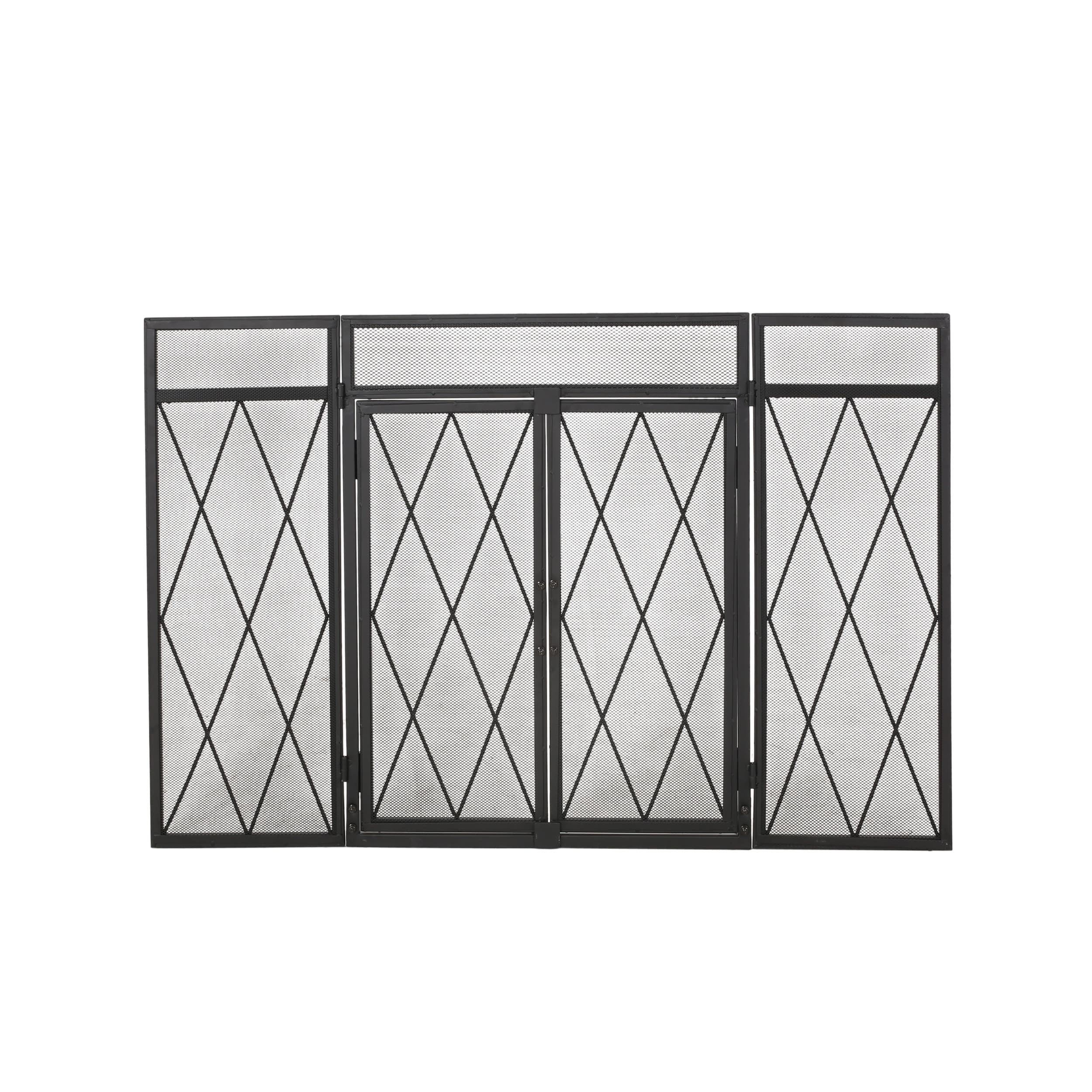 Christopher Knight Home Chelsey Panelled Iron Fireplace Screen, Gold - 1