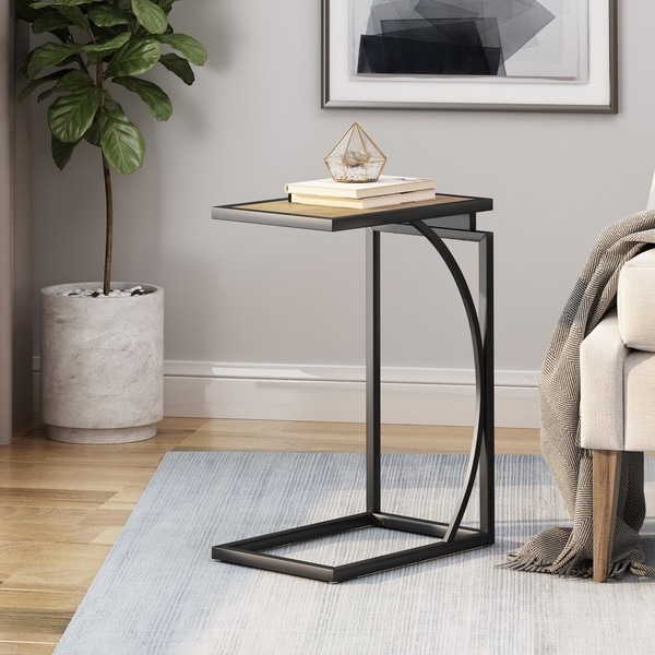 Barrybrooke Modern Industrial C-Shaped End Table by Christopher Knight Home - 12.00" W x 18.00" D x 25.25" H. Opens flyout.