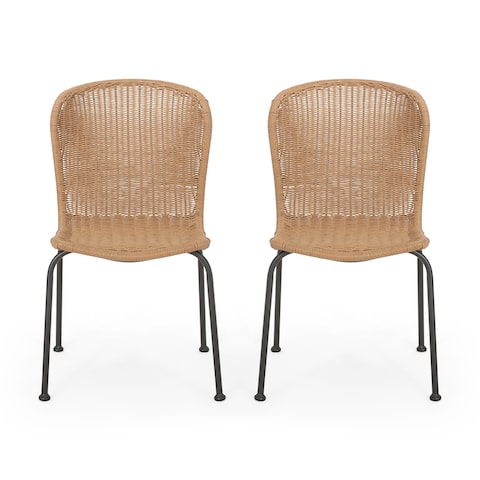 Spinnaker Outdoor Boho Wicker Dining Chair (Set of 2) by Christopher Knight Home - 20.25" W x 25.50" D x 34.75" H
