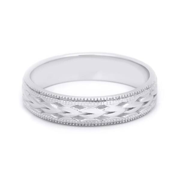 Fancy Carved Vintage Wedding Ring For Men 14k White Gold 7 5mm Ub981