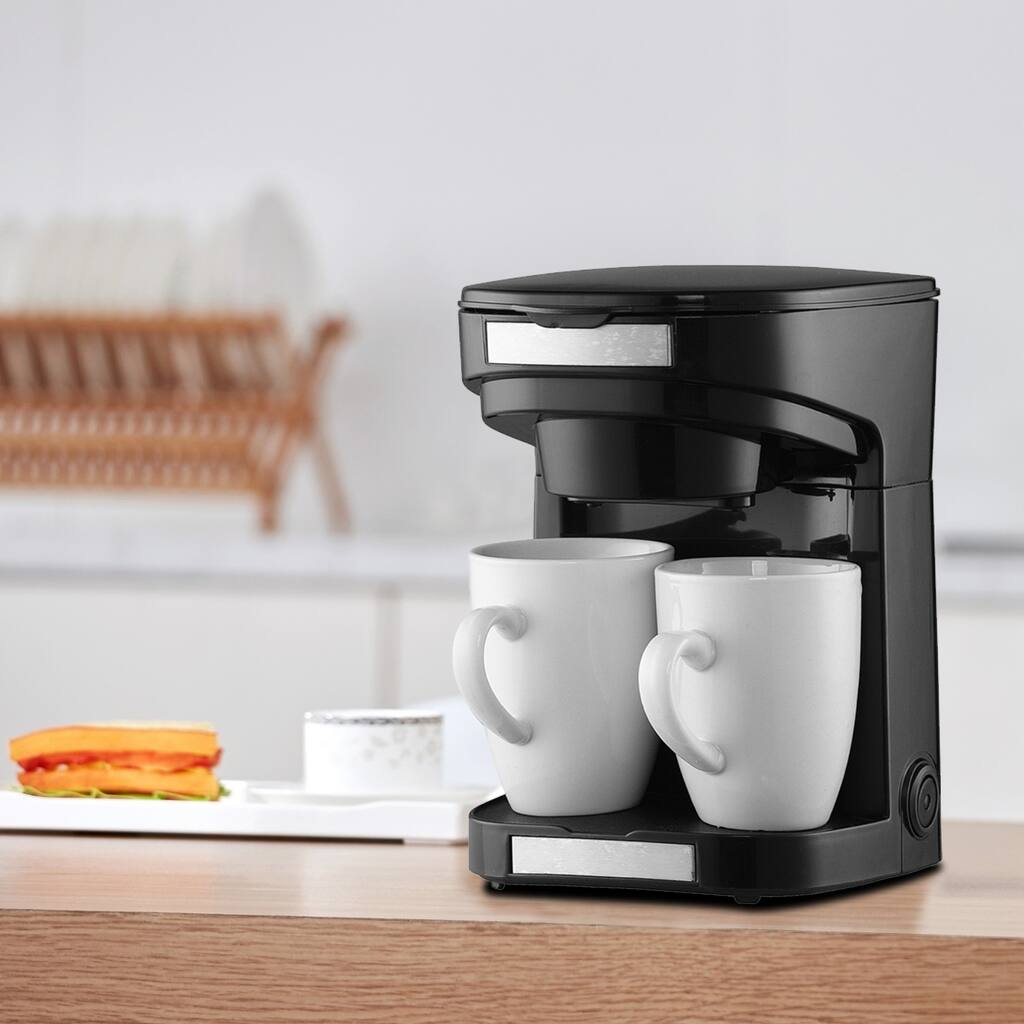 Black 2 Cup/Person Coffee Maker Drip Coffee Machine With Porcelain Cup