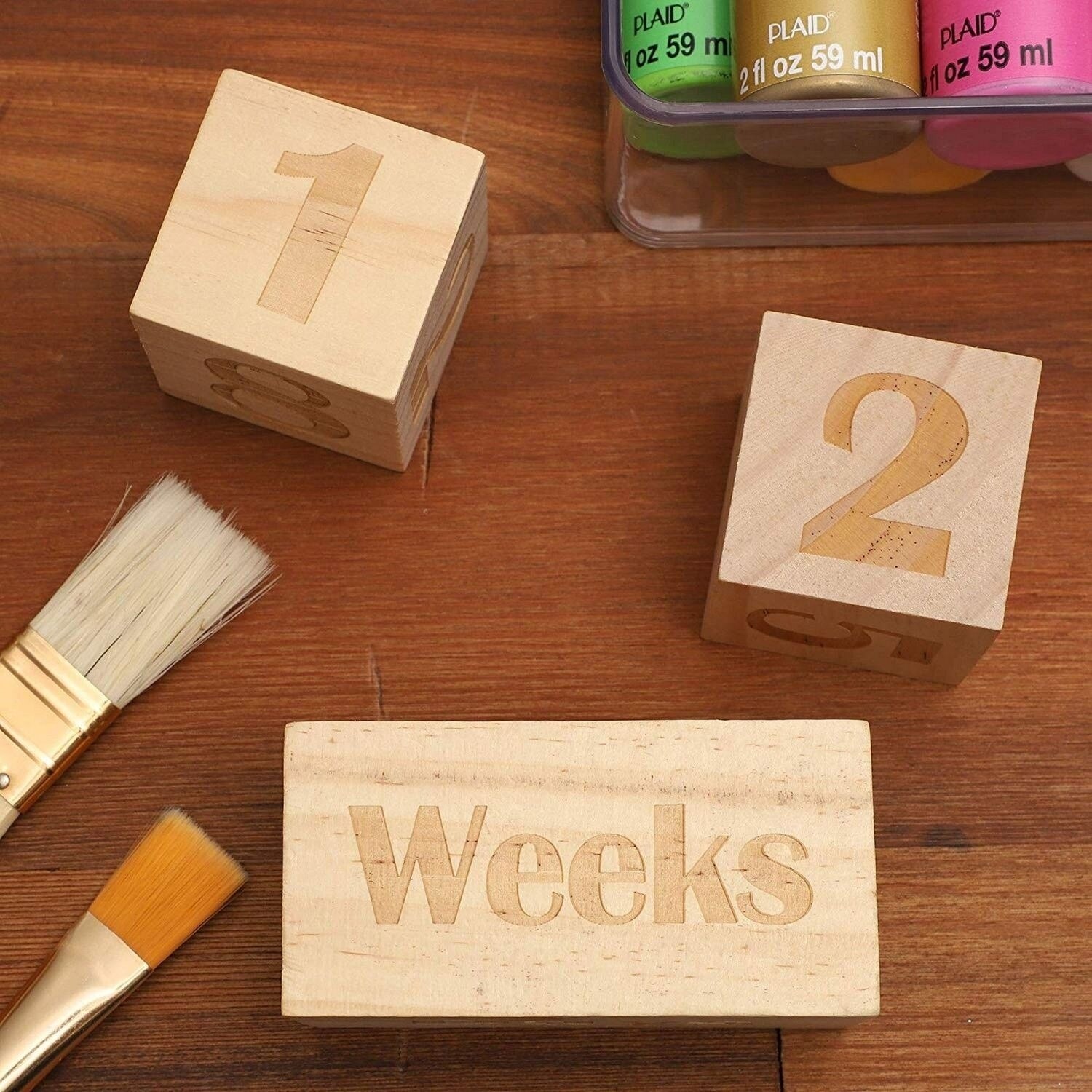 baby milestone wooden blocks