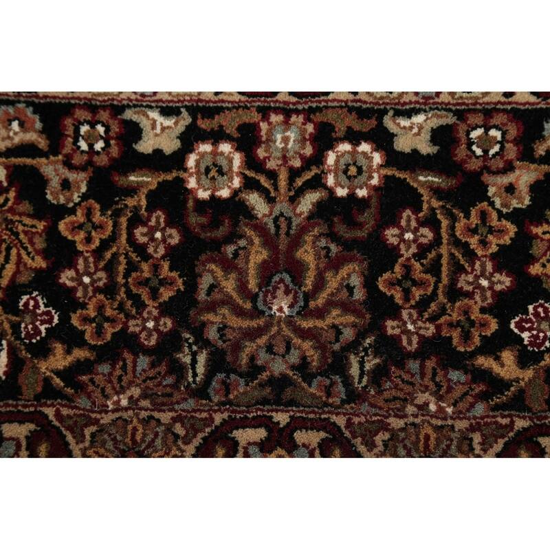 All-Over Floral Agra Oriental Area Rug Handmade RED & BLACK Carpet - 8'11" x 11'11"