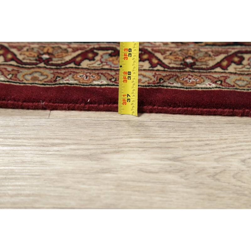 All-Over Floral Agra Oriental Area Rug Handmade RED & BLACK Carpet - 8'11" x 11'11"