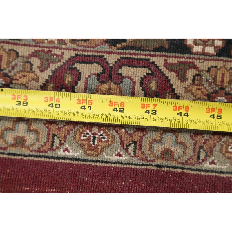 All-Over Floral Agra Oriental Area Rug Handmade RED & BLACK Carpet - 8'11" x 11'11"