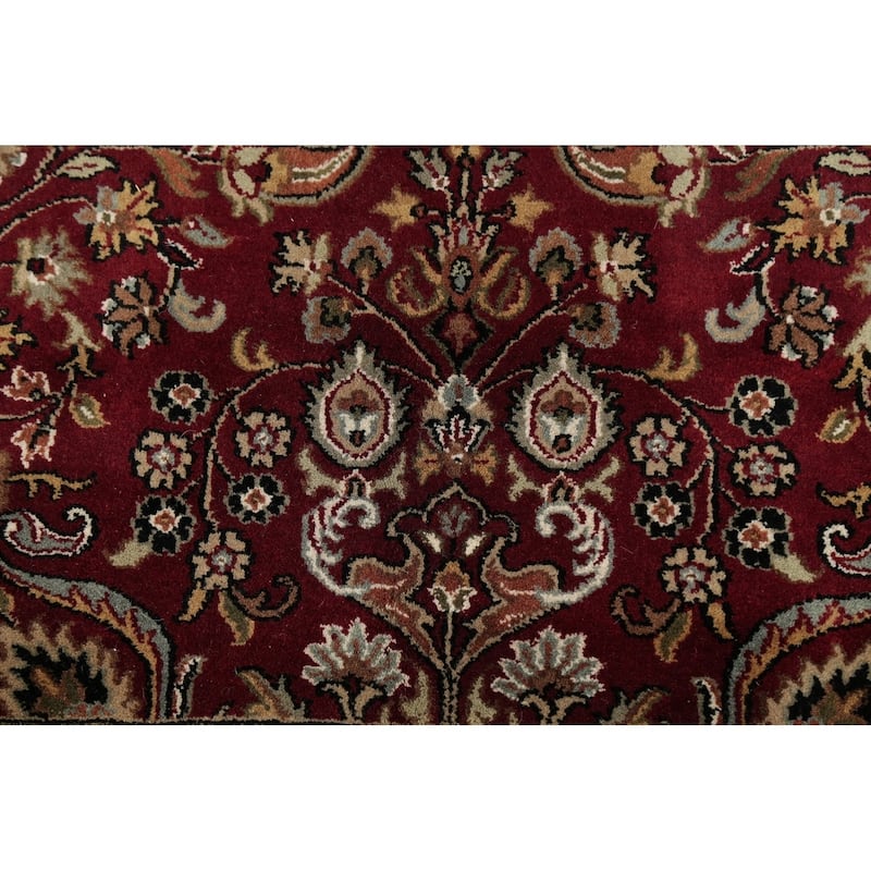 All-Over Floral Agra Oriental Area Rug Handmade RED & BLACK Carpet - 8'11" x 11'11"