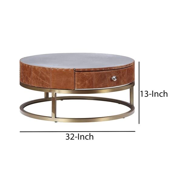 Round Metal Coffee Table With Airy Design Base Small Multicolor On Sale Overstock 30358776