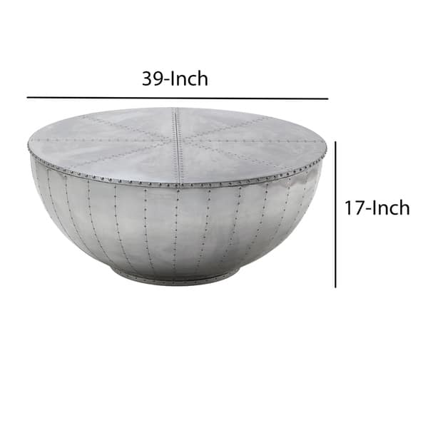 Industrial Style Drum Shape Wooden Coffee Table with Storage, Silver Bed Bath & Beyond 30358796