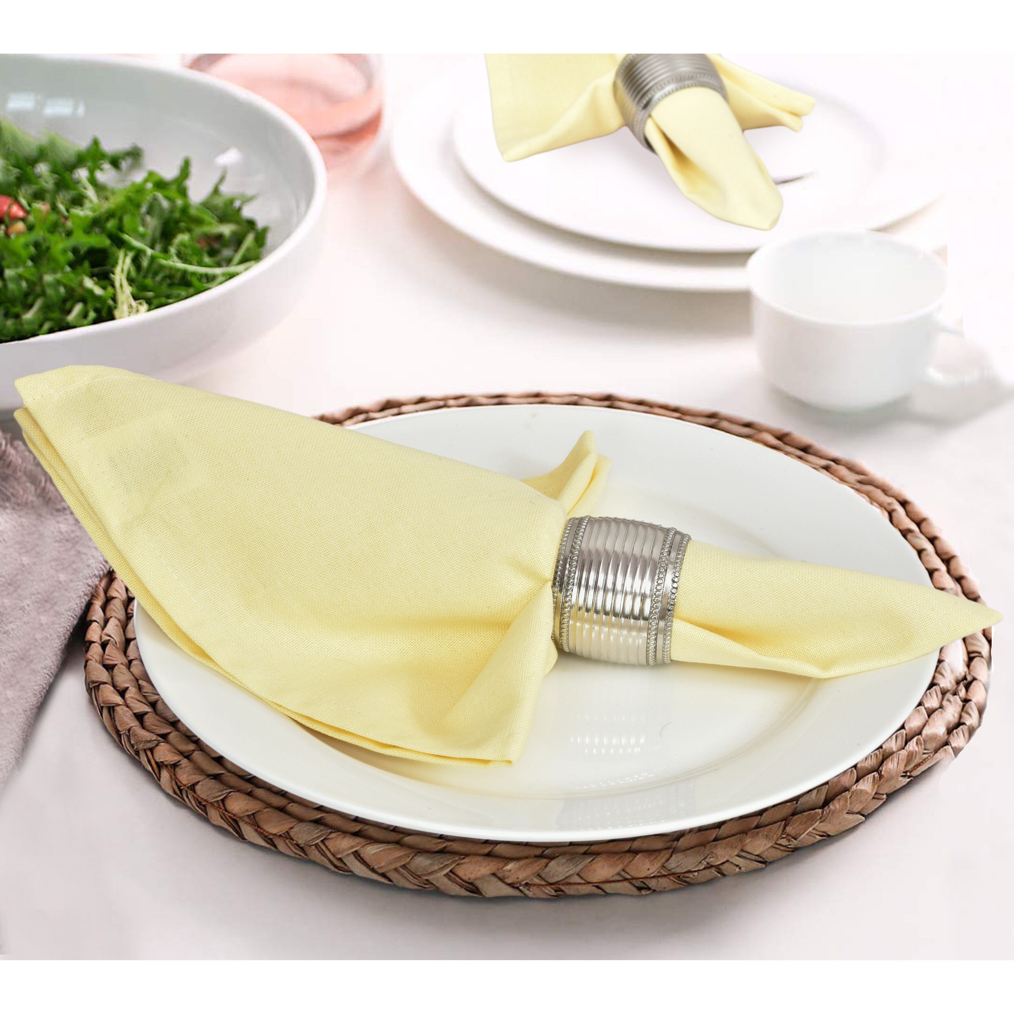 Glamburg Cotton Cloth Napkin Set of 12 ,Cotton 18x18 with Mitered Corners  and a Generous Hem, Cocktail, Wedding Dinner Napkins - Bed Bath & Beyond -  30425360