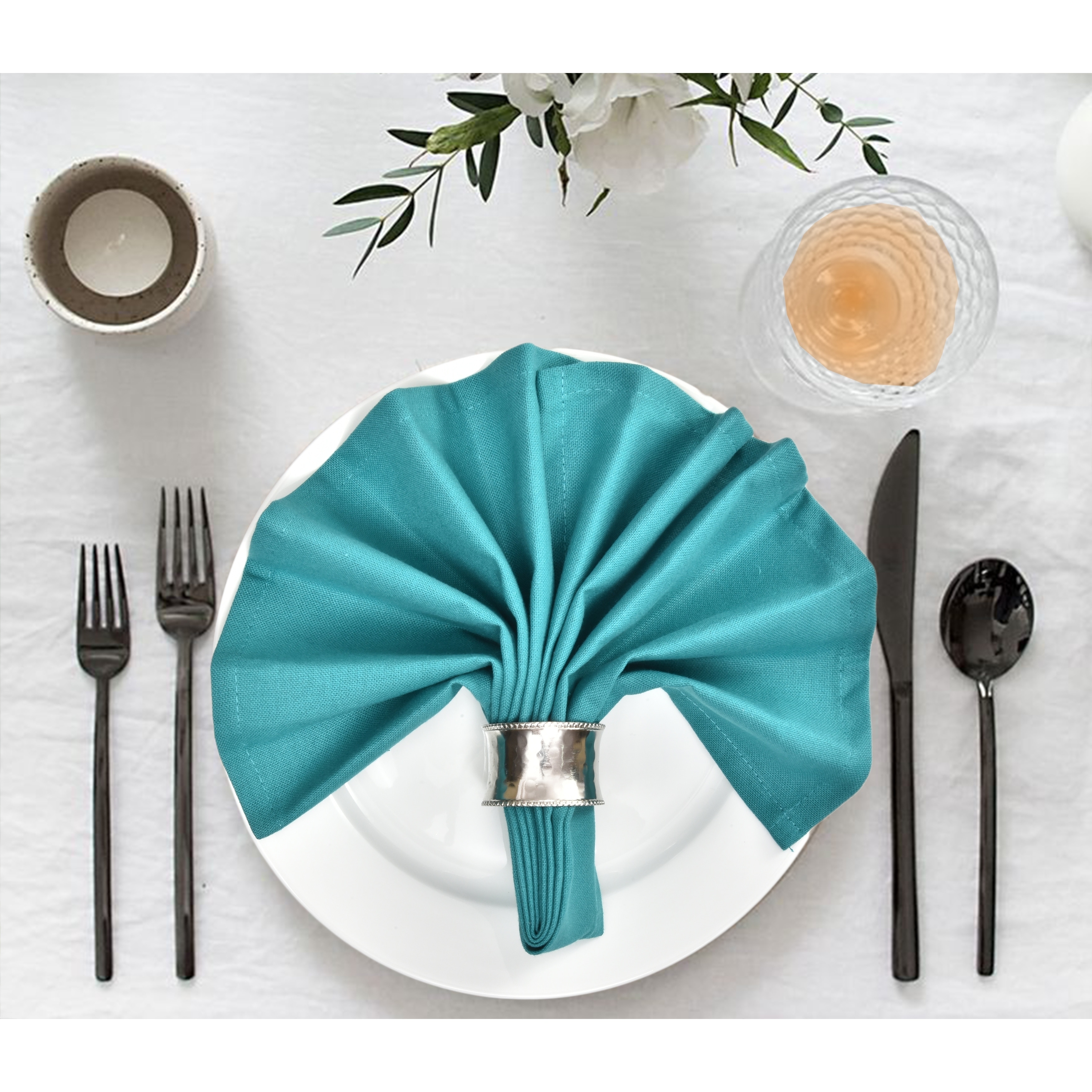 Glamburg Cotton Cloth Napkin Set of 12 ,Cotton 18x18 with Mitered Corners  and a Generous Hem, Cocktail, Wedding Dinner Napkins - Bed Bath & Beyond -  30425360