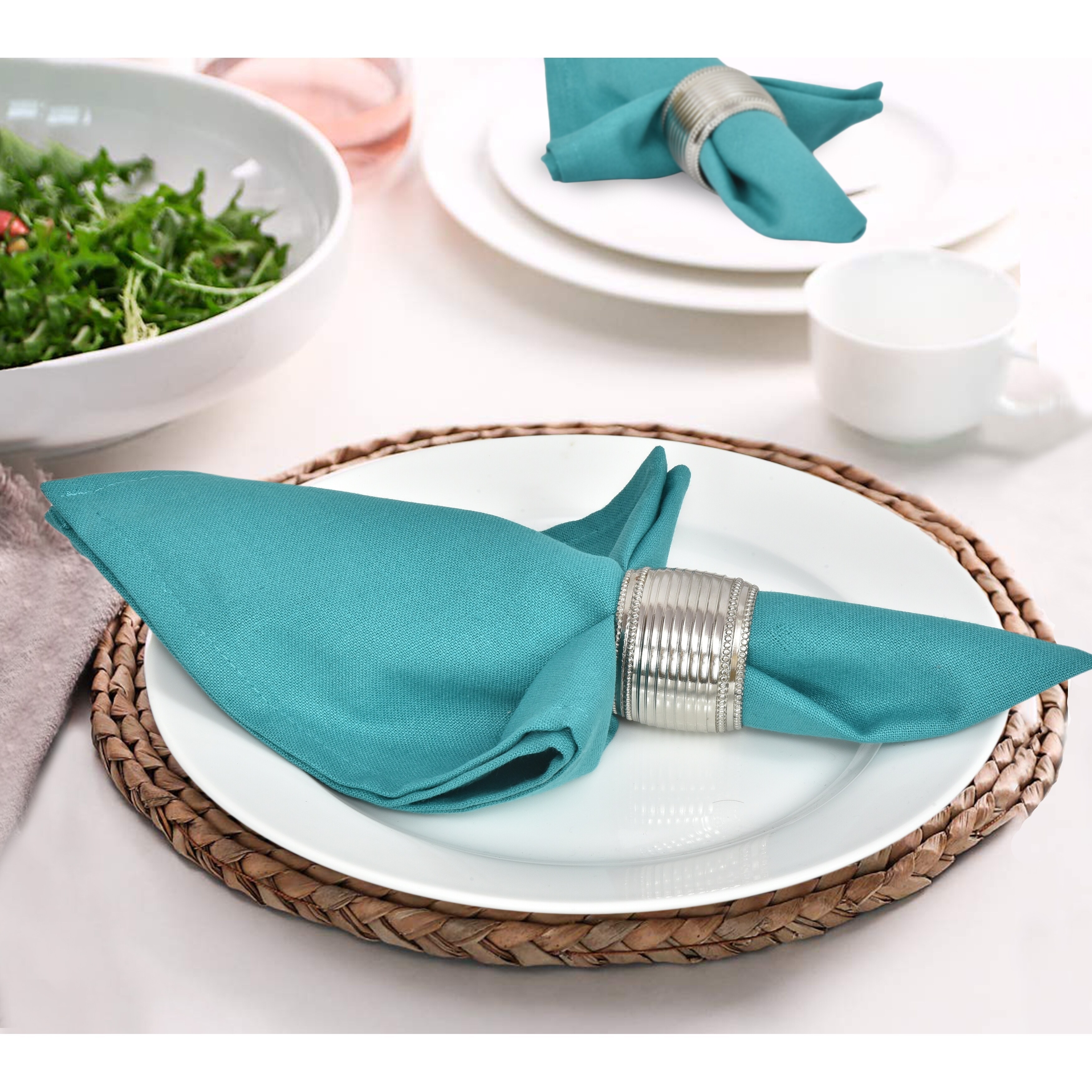 Glamburg Cotton Cloth Napkin Set of 12 ,Cotton 18x18 with Mitered Corners  and a Generous Hem, Cocktail, Wedding Dinner Napkins - Bed Bath & Beyond -  30425360