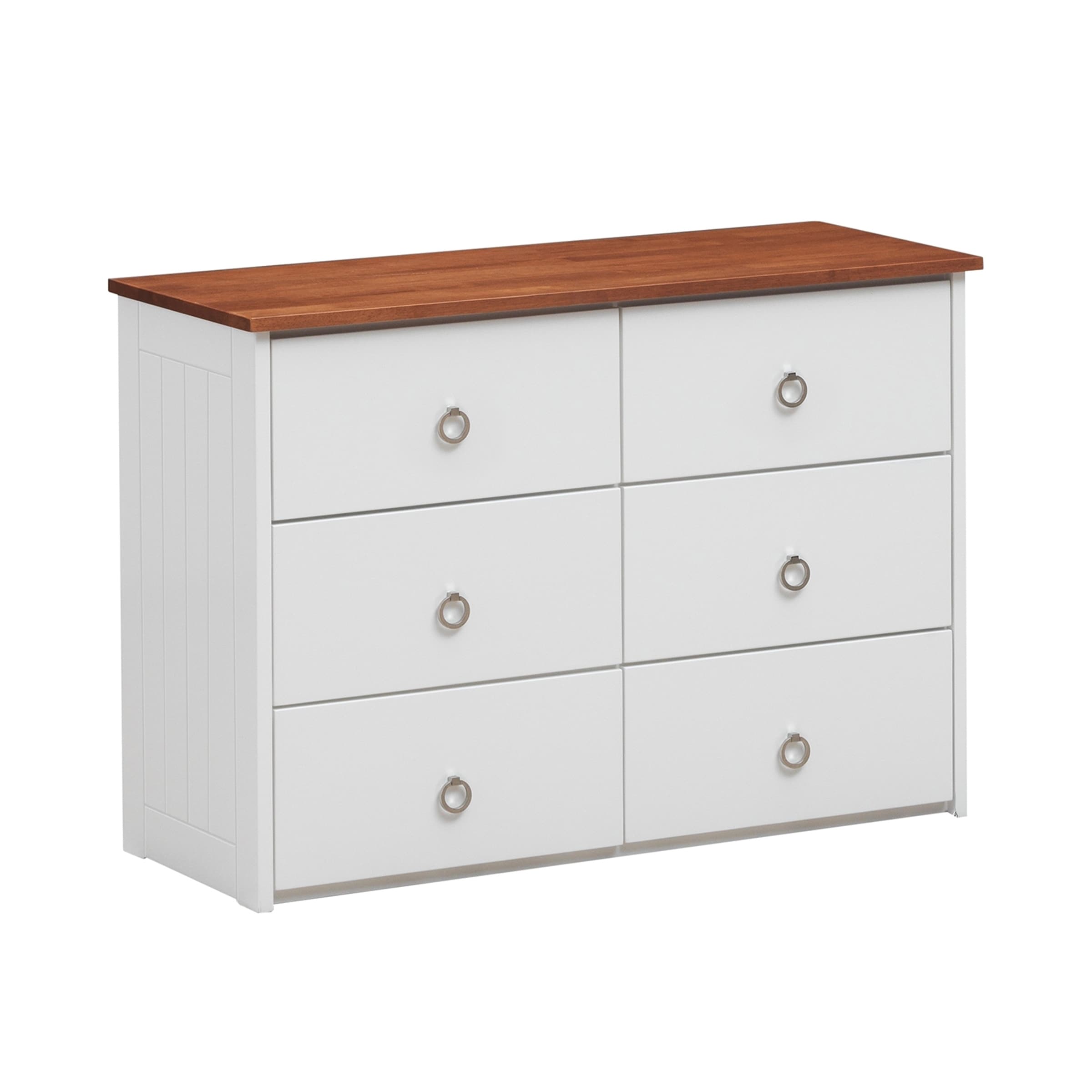 Shop Nautical Style 6 Drawer Wooden Dresser With Ring Pulls Brown