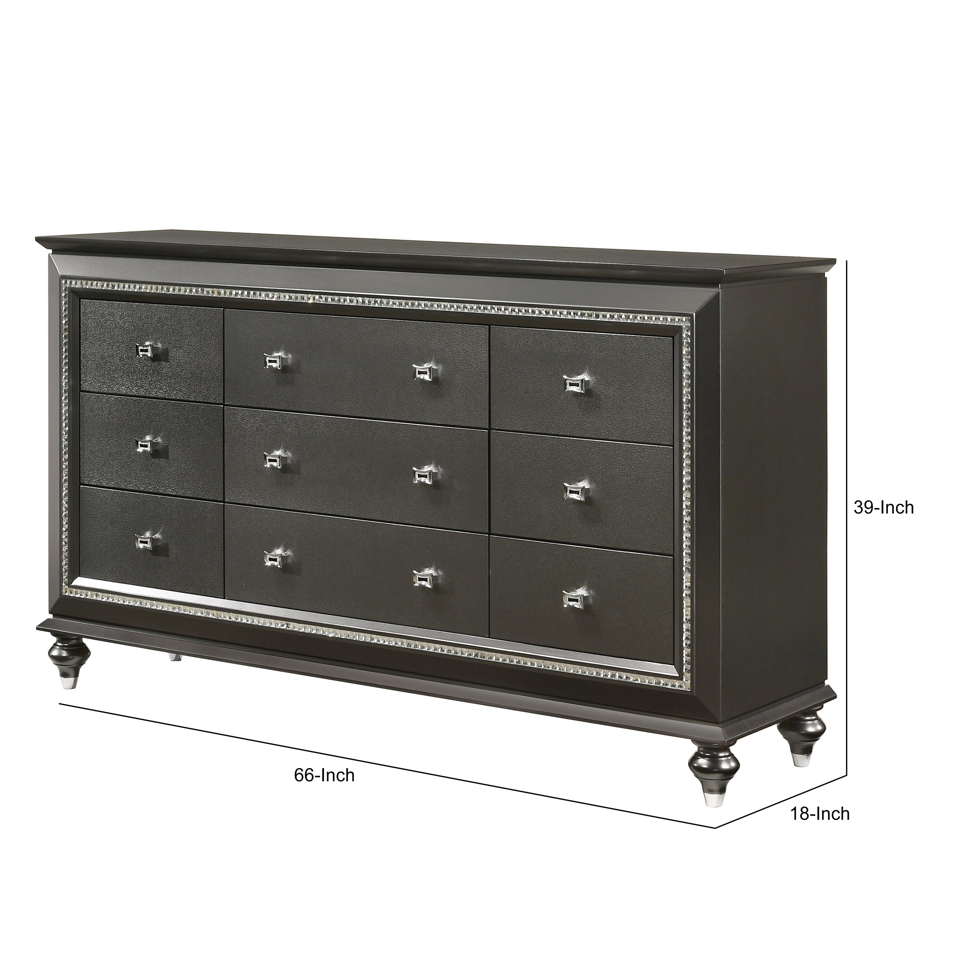 Shop Contemporary Style 9 Drawer Wooden Dresser With Turned Legs