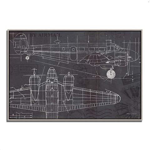 "Plane Blueprint I" by Marco Fabiano, Fine Art Giclee Print on Gallery Wrap Canvas