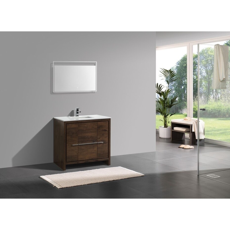 Shop Dolce 36 Rose Wood Modern Bathroom Vanity With White Quartz Countertop Overstock 30359914