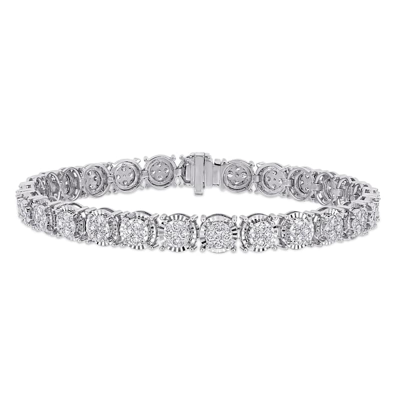 Miadora 14k White Gold 3ct TDW Diamond Tennis Bracelet