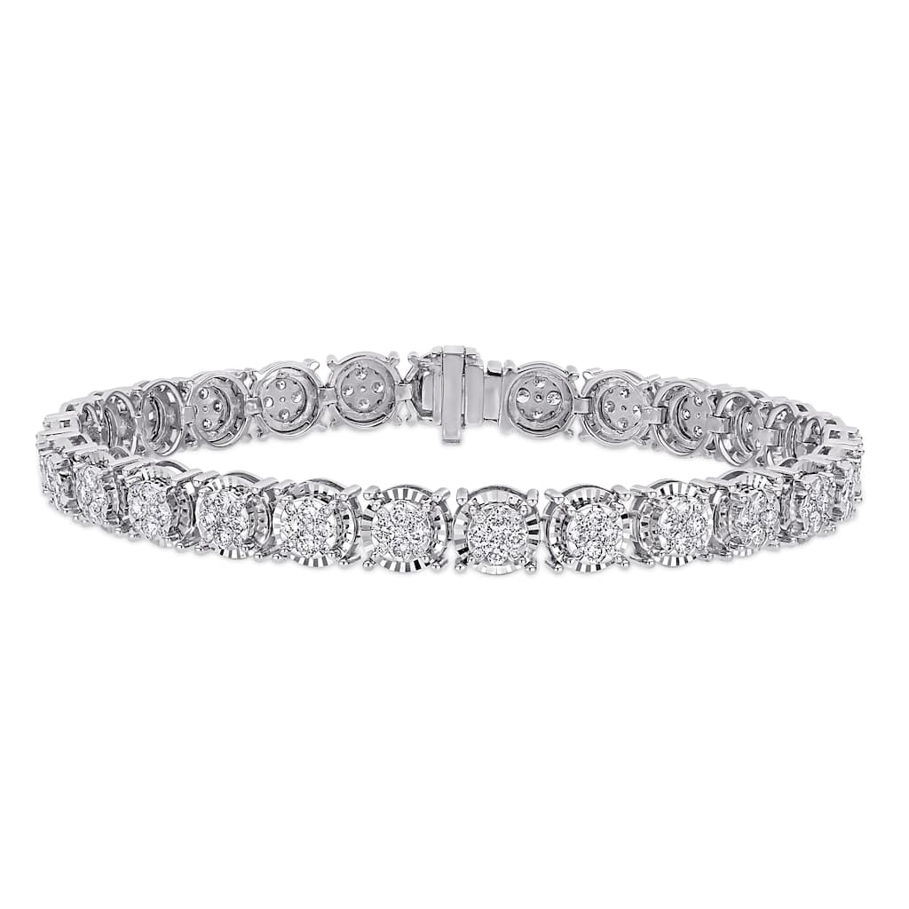 Miadora 14k White Gold 3ct TDW Diamond Tennis Bracelet