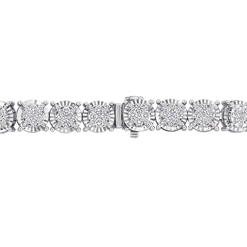 Miadora 14k White Gold 3ct TDW Diamond Tennis Bracelet