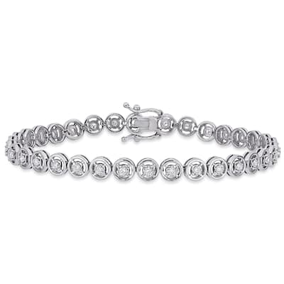 Miadora 14k White Gold 5/8ct TDW Diamond Tennis Bracelet
