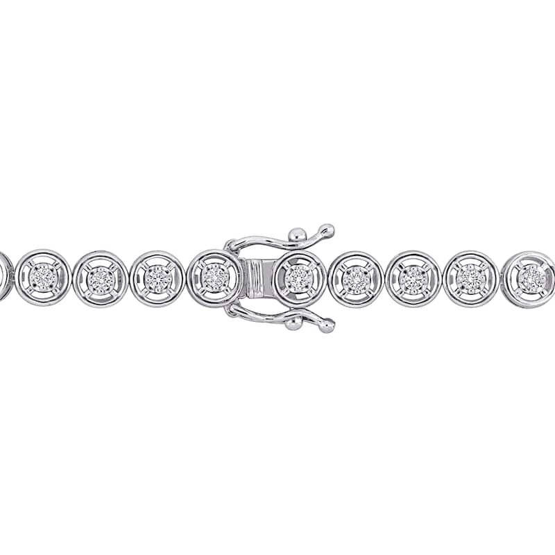 Miadora 14k White Gold 5/8ct TDW Diamond Tennis Bracelet