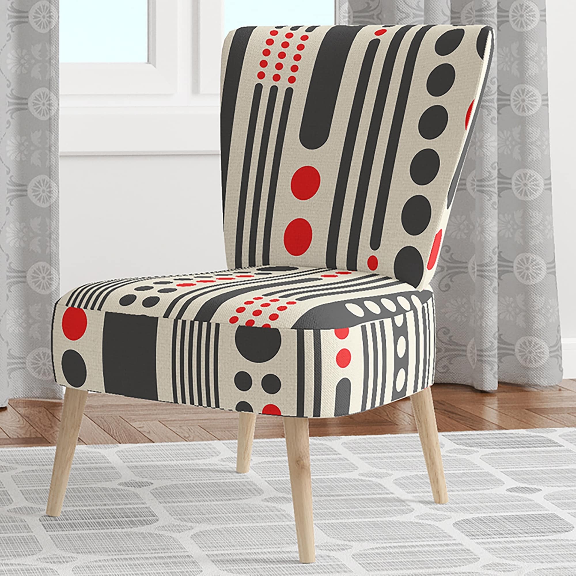 red and gray accent chair