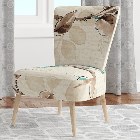 Designart 'Beige Bird Wings' Upholstered Cottage Accent Chair