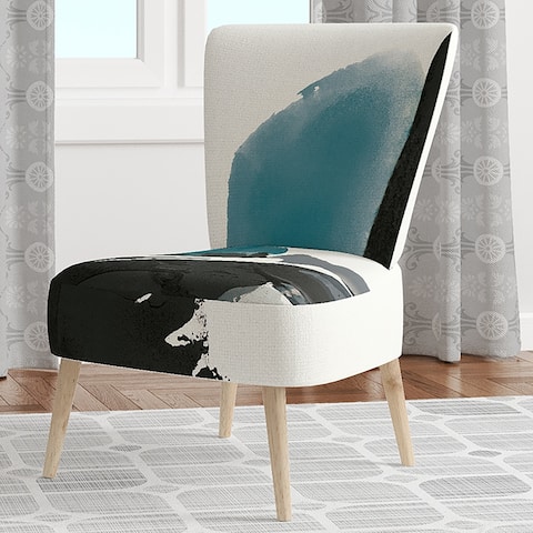 Designart 'Geometric Black and Teal IV' Upholstered Modern Accent Chair