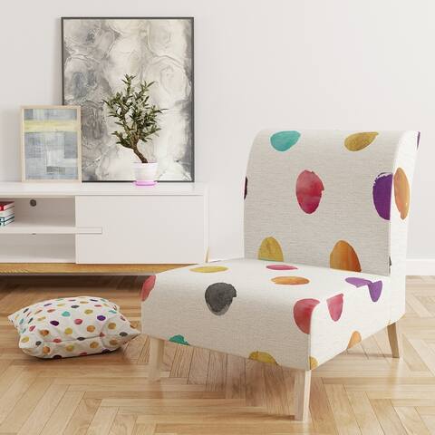 Designart 'Orange Blue and Purple Polka Dot Pattern' Upholstered Transitional Accent Chair