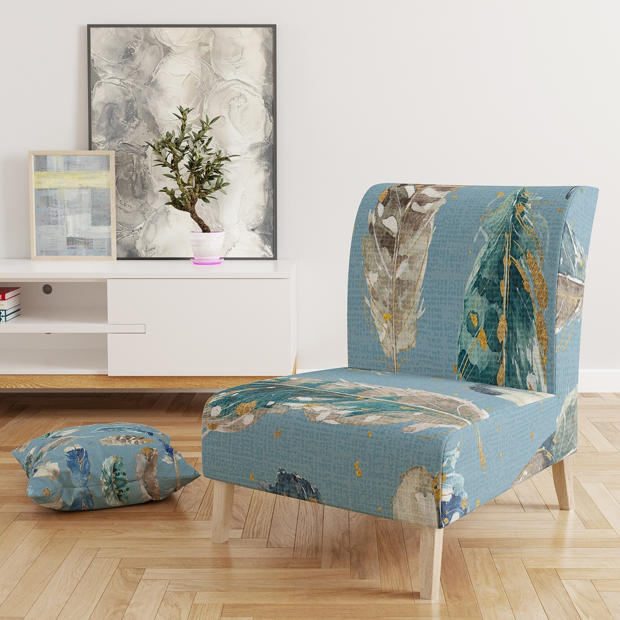 turquoise pattern accent chair