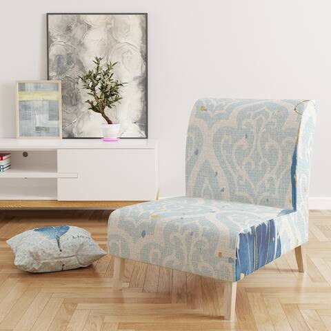 Designart 'Blue Damask Feather' Upholstered Farmhouse Accent Chair
