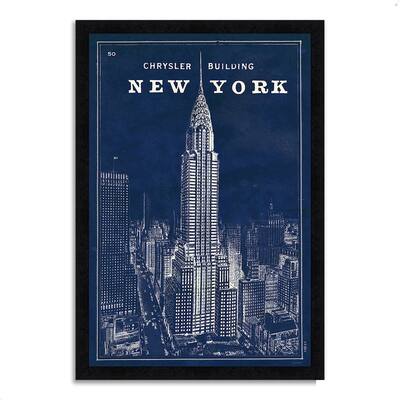 "Blueprint Map New York" by Sue Schlabach, Framed Painting Print